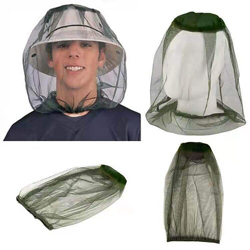 

chapeau de pêche en plein air nuit anti-insecte anti-moustique chapeau net crème solaire respirant parasol