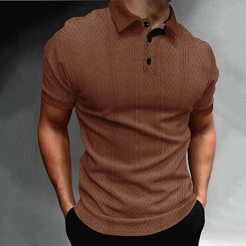 

Per uomo POLO Camicia da golf Golf Informale Per eventi Bavero Classico Manica corta Di tendenza Essenziale Liscio Pulsante Estate Standard Marrone POLO