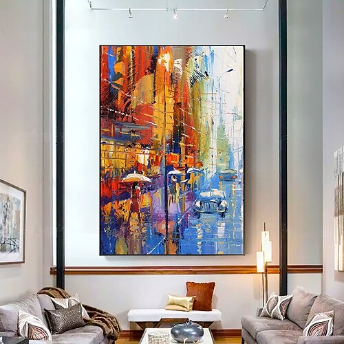 

Handmade Oil Painting Canvas Wall Art Decoration Modern Abstract Streetscape Landscape for Home Decor Rolled Frameless Unstretched Painting