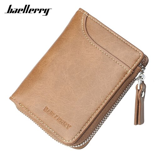 

baellerry credit card holder zipper wallet for men and women porte-monnaie en cuir business card holder travel id photo case money bags small wallet