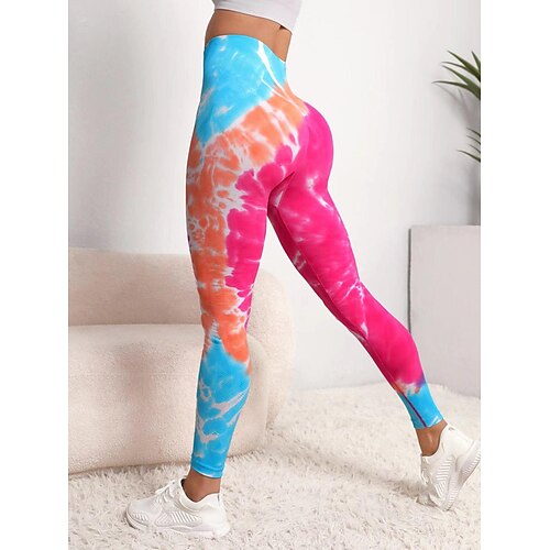 

Dame Leggins Scrunch Butt Bootcut Mavekontrol Balleløft Yoga Fitness Træning Strømpebukser Batikfarvet Lilla Blå Navysort Mørkegrøn Spandex Sport Sportstøj Elastisk