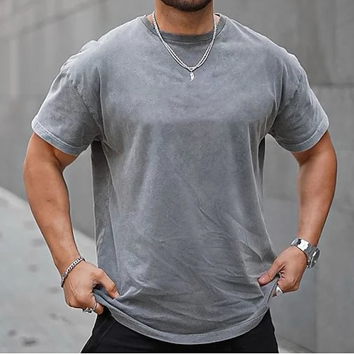 

Men's Plus Size Big Tall T shirt Tee Tee Crewneck Black White Navy Blue Short Sleeves Outdoor Going out Solid Color Clothing Apparel Cotton Blend Streetwear Stylish Casual