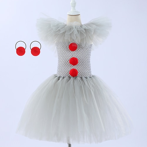 

Palhaço Burlesco Vestidos Fantasia de festa temática Para Meninas Cosplay filme Casual Festa a fantasia Vermelho Cinzento Vestido Dia da Criança Baile de Máscaras Organza