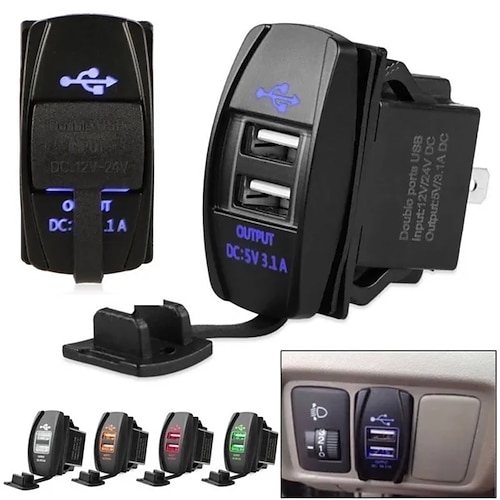 

3.1a double port usb chargeur prise de courant 12v led étanche pour moto voiture