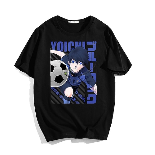 

Serrure bleue Isagi Yoichi Manches Ajustées Imprime Style de rue Tee-shirt Pour Homme Femme Unisexe Adulte Estampage à chaud 100% Coton Casual Quotidien