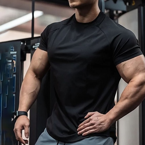 

Herre T skjorte عادي Raglan erme Crewneck Sport Feriereise Kort Erme Klær Mote Grunnleggende Fritid