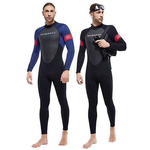 

Dive&Sail Herre Heldekkende våtdrakt 3mm SCR Neopren Dykkerdrakter Hold Varm Mikroelastisk Heldekkende Glidelås Bak - Dykking Surfing Snorkling Vannsport Helfarge Sommer Vår Høst
