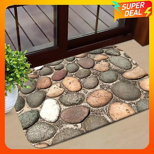 

Cobblestone Pattern Door Mat Anti-Slip Non Skid Floor Mat Area Rug Front Livingroom Bedroom 1pc