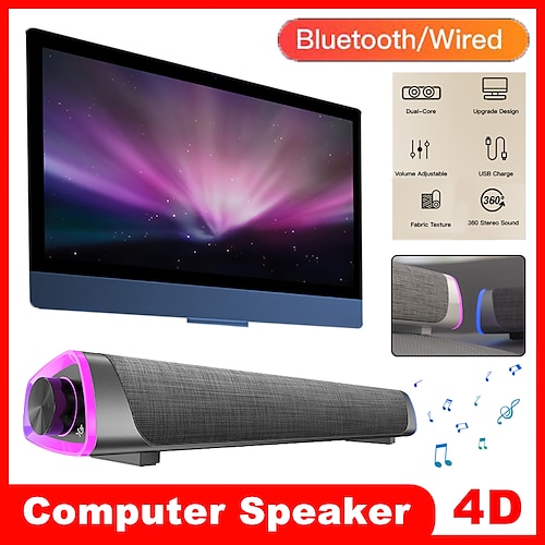 

4d ordinateur haut-parleur bar stéréo son subwoofer bluetooth haut-parleur pour macbook ordinateur portable notebook pc lecteur de musique filaire haut-parleur