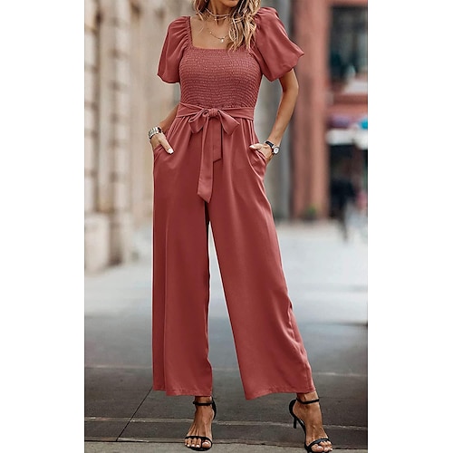 

sommer ny jumpsuit med pufærmer og brede ben 2023 amazon europæisk og amerikansk jumpsuit til kvinder