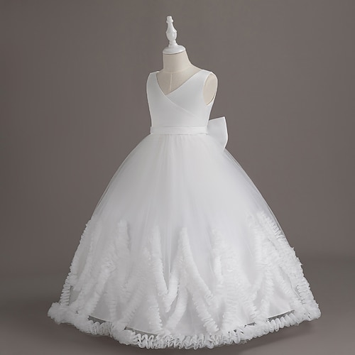 

Bambino Da ragazza Vestito da festa Pop art Fiore decorativo Vestito Abito da battesimo Girocollo Senza maniche Da principessa Vestito 3-10 anni Estate Bianco Champagne Vino