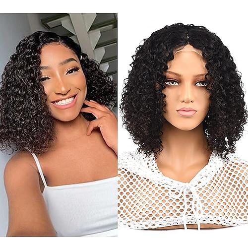 

Parrucca anteriore in pizzo riccio crespo parrucca di capelli umani t parte parrucca pre pizzicata con capelli umani brasiliani parrucche ricce corte per donne nere