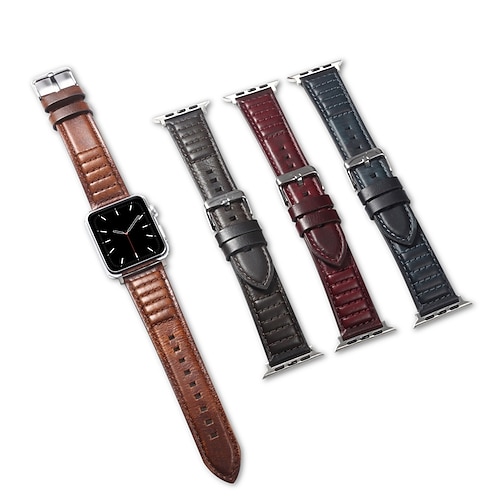 

Pulseira de couro Compatível com Pulseira Apple Watch 38mm 40mm 41mm 42mm 44mm 45mm 49mm Fecho de Metal Luxo Ajustável Couro Legitimo pulseira de substituição para iwatch Series Ultra 8 7 6 5 4 3 2 1