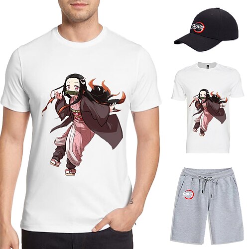 

Dämonentöter: Kimetsu no Yaiba Kamado Nezuko T-Shirt-Ärmel Kurze Hosen Baseballmütze Bedruckt Grafik Unterhose T-shirt Hut Für Herren Erwachsene Heißprägen 100% Polyester Casual