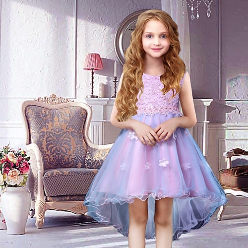 

Bambino Da ragazza Vestito Arcobaleno Vestito Abito da battesimo Girocollo Senza maniche Da principessa Vestito 3-10 anni Estate Rosa