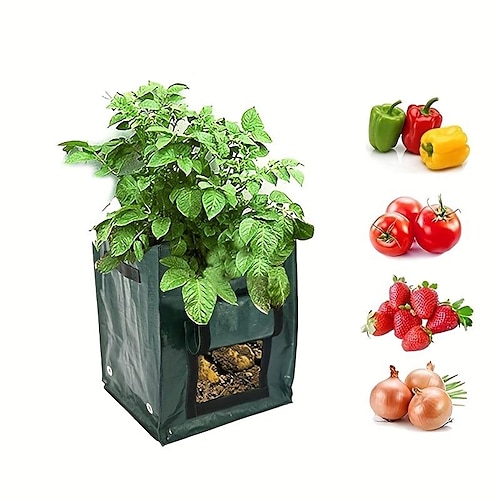 

1 borsa per piantare patate pe, verdura quadrata con porta, barile per piantare patate, borsa per la crescita delle piante da giardinaggio domestico