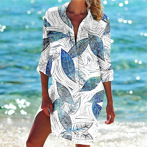 

Per donna Camicia Blusa Rosso Blu Verde A foglia Pulsante Stampa Manica lunga Informale Per eventi Hawaiano Essenziale Stile da spiaggia Colletto Lungo Floreale S