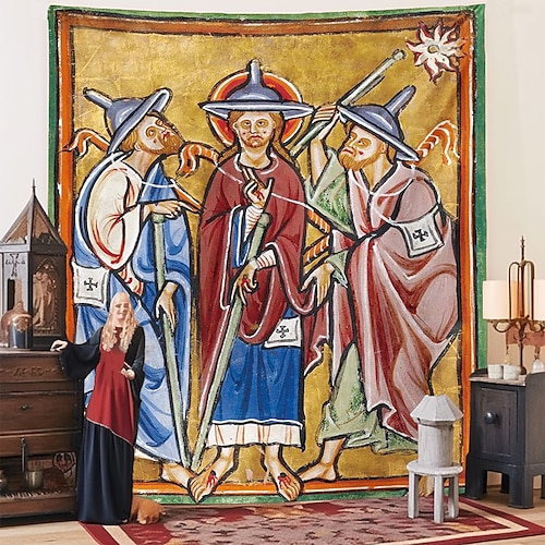 

Medieval Painting Hanging Tapestry Wall Art Decor Photograph Backdrop Blanket Curtain Home Bedroom Living Room Decoration