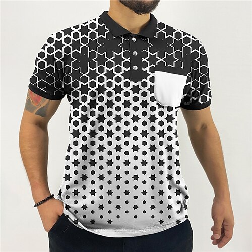 

Per uomo Polo con bottoni POLO Camicia da golf Golf Stampe astratte Geometria Collo ripiegabile Nero Verde Esterno Strada Maniche corte Stampa Abbigliamento Sportivo Di tendenza Streetwear Originale