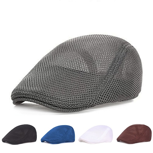 

Men's Flat Cap Black White Cotton Mesh Streetwear Stylish 1920s Fashion Outdoor Daily Going out Plain Breathability