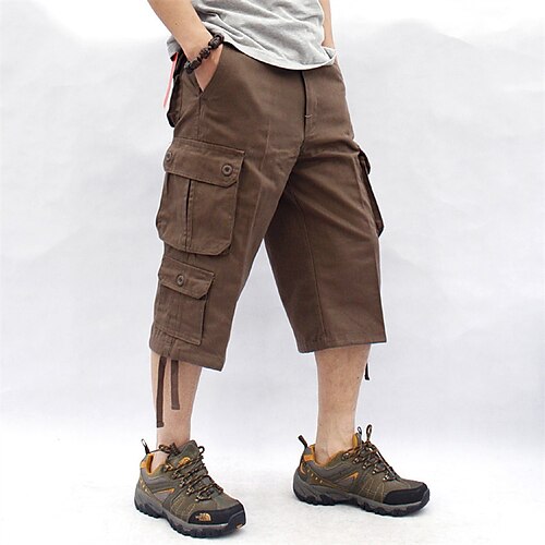 

Herren Cargo Shorts Kurze Hosen Caprihose Kurze Hose für Wanderer Multi Pocket Glatt Komfort tragbar Casual Täglich Festtage 100% Baumwolle Modisch Groß und hoch Armeegrün Schwarz