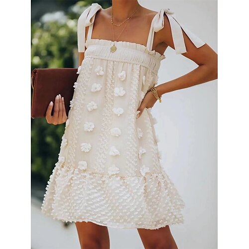 

Per donna Vestito casual Abito estivo Abito sottoveste Liscio Con balze Schiena scoperta Con bretelline Mini abito Attivo Di tendenza Esterno Giornaliero Senza maniche Taglia piccola Albicocca Estate