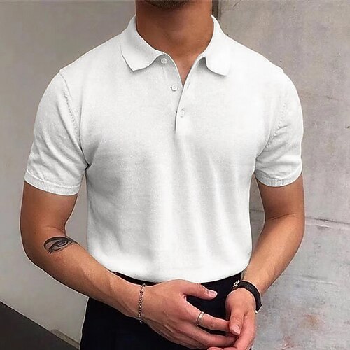 

Per uomo polo in maglia Informale Per eventi Bavero Bottoni Manica corta Di tendenza Moderno Liscio Pulsante Estate Nero Bianco Giallo Rosso Blu marino scuro Blu polo in maglia