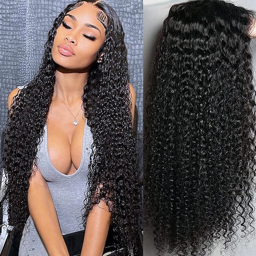 

parrucche frontali in pizzo capelli umani densità 180% ricci crespi parrucca anteriore in pizzo 13x4 pre pizzicata con i capelli del bambino parrucche ricci dei capelli umani per le donne nere