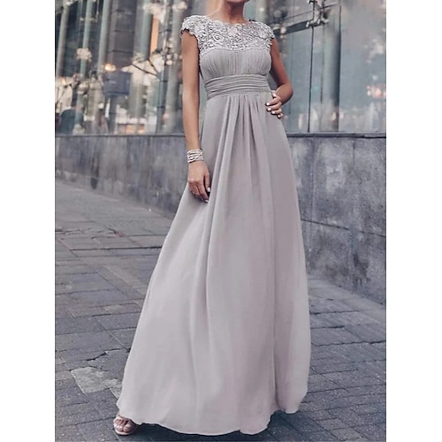 

Per donna Abito da ospite di nozze Vestito da festa Abito di pizzo Abito lungo Abito lungo Grigio Manica corta Colore puro Pizzo Estate Primavera Girocollo Di tendenza Compleanno Evento Invitati del