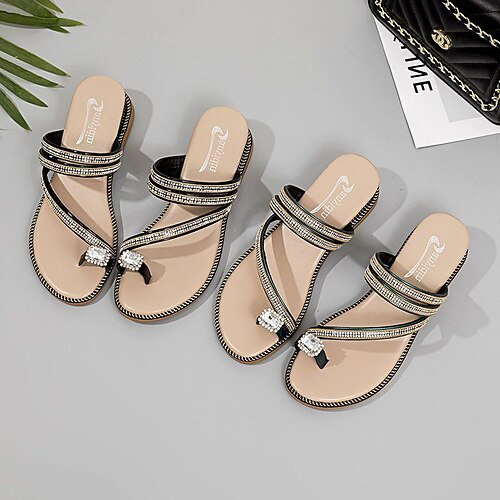 

Damen Sandalen Boho Sandalen mit Keilabsatz Hausschuhe im Freien Outdoor Täglich Strass Keilabsatz Elegant Brautkleider schlicht Kunstleder Halbschuhe Feste Farbe Schwarz Grün