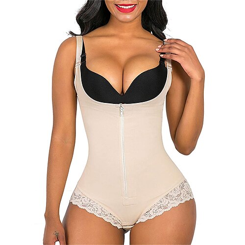 

Dame Plusstørrelser Formet beklædning Talje træner Body Shaper Ren farve Sport Enkel Afslappet Hjem Daglig I-byen-tøj Nylon Åndbart Sommer Forår Sort Kakifarvet