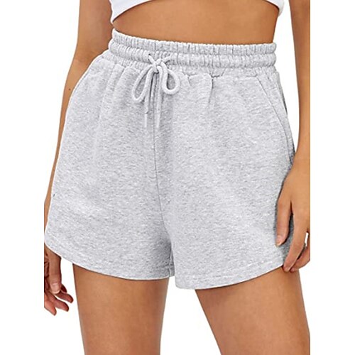 

Dame Plusstørrelser Loungewear Underdele Ren farve Mode Enkel Blødt Hjem Daglig Seng Polyester Åndbart Kort bukser Shorts Elastisk Talje Sommer Forår Sort Hvid