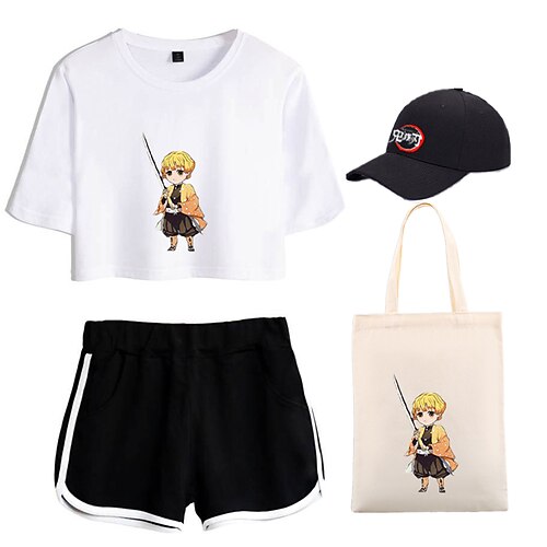 

Demon Slayer: Kimetsu no Yaiba Agatsuma Zenitsu T-shirt Shorts Baseball kasket Trykt mønster Grafisk Taske Shorts Hat Til Dame Voksne Varmstempling 100% Polyester Afslappet / Hverdag