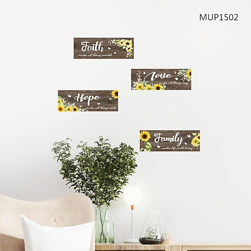 

adesivi murali girasole venature del legno sfondo fede amore casa proverbi soggiorno divano sfondo rimovibile decorativo decorazione della casa soggiorno camera da letto camera dei bambini studio