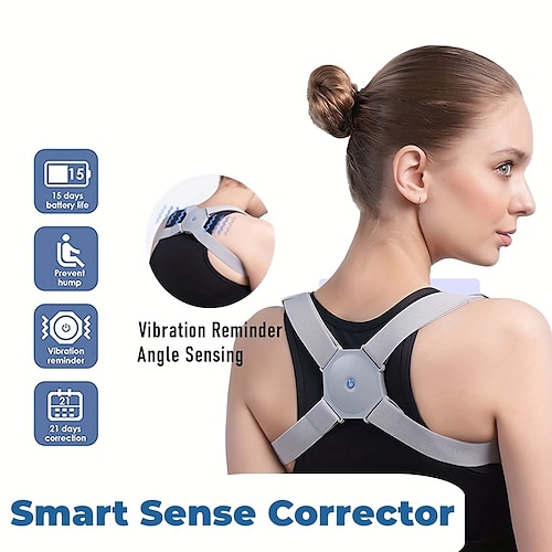 

Adjustable Intelligent Posture Trainer Smart Posture Corrector Upper Back Brace Clavicle Support for Men and Women Pain Relief