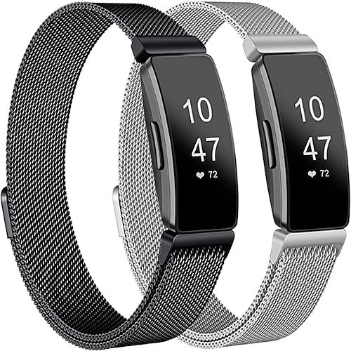 

2 Pack Smart Watch Band Compatible with Fitbit Inspire 2 / Inspire HR / Inspire Stainless Steel Smartwatch Strap Magnetic Clasp Adjustable Mesh Milanese Loop Replacement Wristband