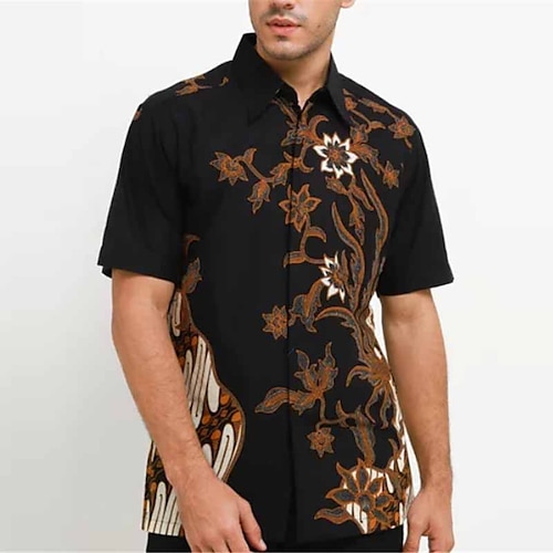 

Hombre Camisa camisa hawaiana Floral Estampados Cosecha Cuello Vuelto Negro Amarillo Rojo Azul Piscina Exterior Calle Mangas cortas Estampado Ropa Moda Ropa de calle Design Suave