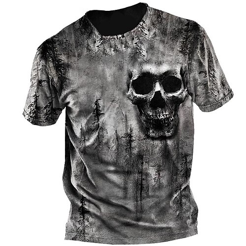 

Herre T-shirt Grafisk Dødningehoveder Rund hals Tøj 3D-udskrivning udendørs Daglig Kortærmet Trykt mønster Mode Designer Årgang