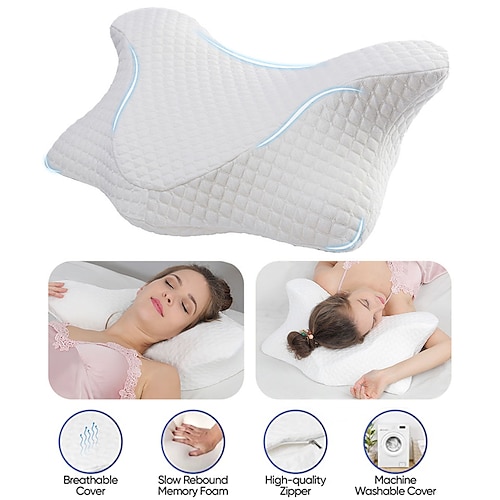 

Soporte cervical para el cuello, alivio del dolor, contorno de mariposa, cama antironquidos, almohadas kissen ortopédicas, almohadas de espuma viscoelástica