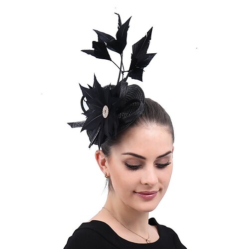 

fascinators Strå Bryllup Kentucky Derby Brude Britisk Med Fjær Hodeplagg Hodeplagg