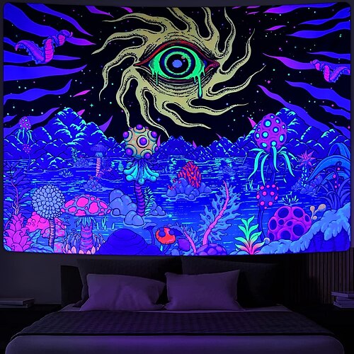 

blacklight billedvev uv-reaktiv trippy solblomst natur landskap veggoppheng for stue