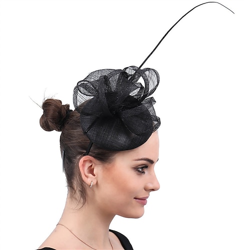 

fascinators Sinamay Bryllup Kentucky Derby Retro Rød Brude Med Tyll Hodeplagg Hodeplagg