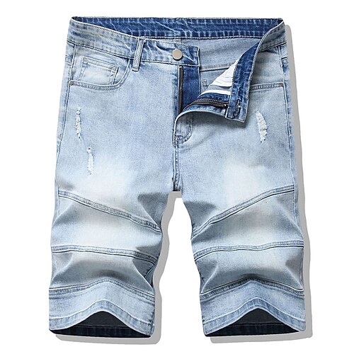 

Per uomo Jeans Pantaloncini di jeans Tasche Strappato Liscio Comfort Traspirante Esterno Giornaliero Per uscire Denim Di tendenza Informale Azzurro