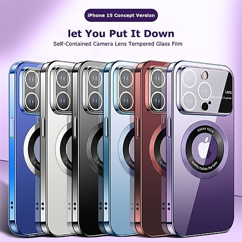 

Luxury Fashion Glass Camera Protective Phone Case For Iphone 14 Pro Max 13 12 Galvanic Clear PC Case For Phone Accessories
