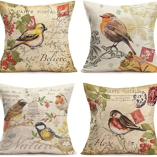 

Federa per cuscino double face vintage country 4 pezzi morbida federa decorativa quadrata federa per camera da letto soggiorno divano divano poltrona