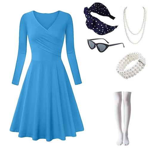 

Audrey Hepburn Vintage inspiriert Swing-Kleid Flare-Kleid Damen Kostüm Jahrgang Cosplay Party Freizeitskleidung Verabredung 1 Armreif
