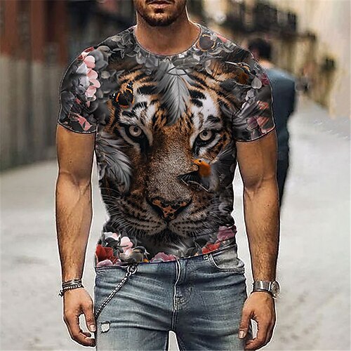 

Per uomo maglietta Pop art Animali Tigre Girocollo Abbigliamento Stampa 3D Esterno Giornaliero Manica corta Stampa Di tendenza Originale Vintage