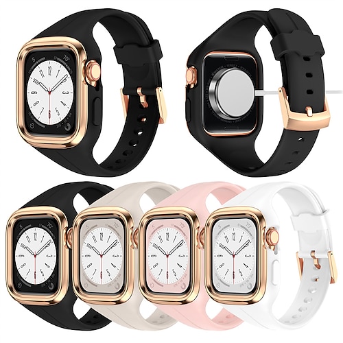 

Compatible con Apple Watch Correa 40 mm 41mm con caso Mujer Silicona correa de repuesto para iwatch Series 8 7 6 5 4 SE