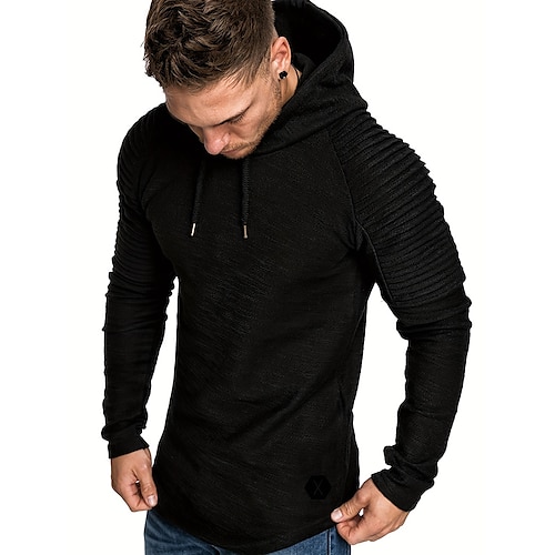 

Hombre Sudadera Negro Con Capucha Plano Deporte Diario Deportes Estampado en caliente Design Básico Casual Primavera Otoño Ropa Sudaderas con capucha Sudaderas