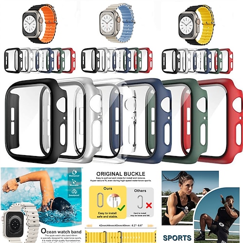 

Ocean Band Compatible with Apple Watch band 38mm 40mm 41mm 42mm 44mm 45mm 49mm with Case Two Tone Shockproof Soft Silicone Strap Replacement Wristband for iwatch Series Ultra 8 7 6 5 4 3 2 1 SE